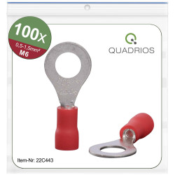 Quadrios 22C443 Ring Terminal Max 1.5mm&#xB2; Hole &#xD8;6.5mm Red 1 Set