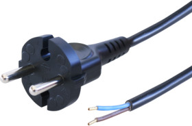 Connection cable, Europe, plug type C, straight on open end, H05VV-F2x0.75 mm², black, 2 m, 0L1205720