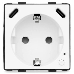 Gniazdo elektryczne Schuko z USB-C 20W z pomiarem energii (watomierz) WiFi i Bluetooth białe podtynkowe (moduł bez ramki) - TAWO