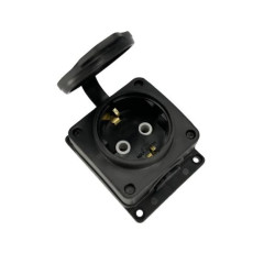 Listwa, gniazdo gumowe pojedyncze Schuko IP54 czarne HOROZ