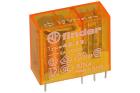 Przekaźnik; elektromagnetyczny miniaturowy; 40.52.8.012.0000; 12V; AC; 2 styki przełączne; 8A; 250V AC; do gniazda; do druku (PC