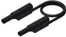 Measuring lead with (4 mm plug, spring-loaded, straight) to (4 mm plug, spring-loaded, straight), 500 mm, black, PVC, 1.0 mm², C