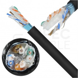 Kabel sieciowy F/UTP kat.6 skrętka 4x2x0,57mm zewnętrzny żelowany PE czarny NEKU