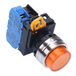 YW4L-M2E10Q3A Amber 12V illuminated 22mm Metal Bezel Momentary Push Button Switch NO IP65 IDEC