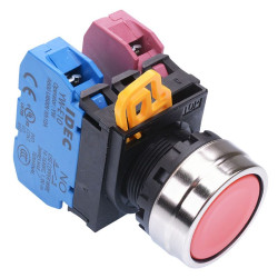 YW4B-M1E11R Red 22mm Metal Bezel Momentary Push Button Switch 1NO-1NC IP65 IDEC