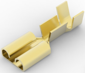 Uninsulated flat plug sleeve, 6.35 x 0.81 mm, 1.0 to 2.5 mm², AWG 17 to 14, brass, 2-160256-1