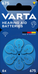 24600101416 Hearing aid battery, zinc air, 11.6x5.35 mm, Aid 675, pack of 6