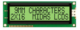Wyświetlacz monochromatyczny LCD, , Alfanumeryczny, Midas