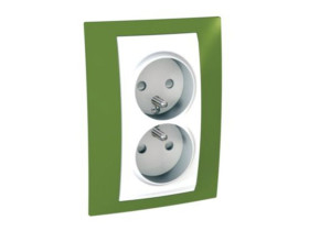 UNICA PLUS Gniazdo podwójne z uziemieniem z przesłonami zieleń pistacjowa MGU63.069.866 SCHNEIDER ELECTRIC