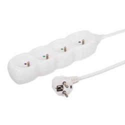 Przedłużacz 4-gniazdowy, 5m biały, 3x1,0mm OWY 34450