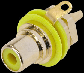 NYS367-4 RCA panel jack, gold, yellow colour ID ring