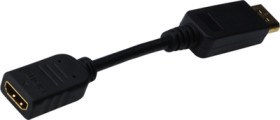 Adapter cable, 0.15 m, black, DisplayPort 1.2 plug, straight to HDMI socket type A, straight, AK-340400-001-S