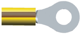 Zacisk oczkowy rozmiar przewodu 6.6mm² Ø , M6 (1/4) izolowany średnica wew 6.73mm Brązowy, żółty TE Connectivity