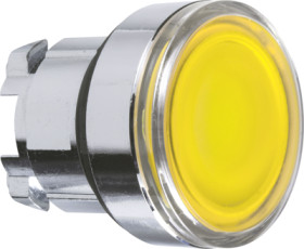 Pushbutton, for universal LED, illuminable, latching, waistband round, yellow, front ring metal, mounting Ø 22.5 mm, ZB4BH083