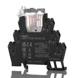 Przekaźnik interfejsowy elektromechaniczny 24V ac/dc Omron SPDT 250V ac 6A Szyna DIN bieguny 1 Elektromechanika Wciskane