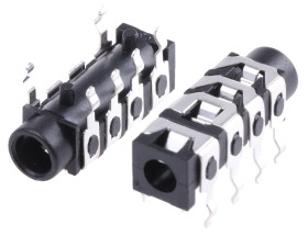 Złącze Jack 3,5 mm Żeński Kompozytowe wideo Montaż na płytce drukowanej Czarny