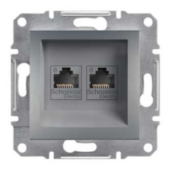 ASFORA Gniazdo komputerowe 2x kat.6 UTP bez ramki stal EPH4800162