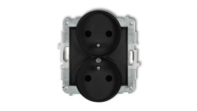 Icon Mechanizm Gniazda Podwójnego Do Ramki Z Uziemieniem 2X(2P+Z) (Przesłony...