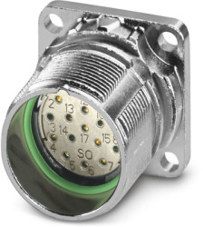 Surface mount socket, M23, 17 pole, solder connection, standard/ONECLICK quick locking system, straight, 1339337