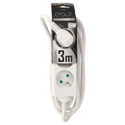 Przedłużacz domowy przenośny LOGAN White 3 - krotny z uziemieniem 3m EDO777552 EDO