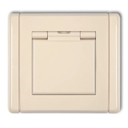 FLEXI Gniazdo bryzgoszczelne z/u (klapka beżowa) beżowy 1FGPB-1zp