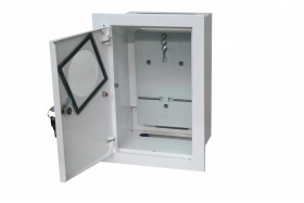 Szafka licznikowa podtynkowa metalowa 1x1F zamek okienko IP40 RAL 9003 A-RW18