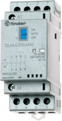 Contactor, 4 pole, 25 A, 250 VAC, 3 Form A (N/O) + 1 Form B (N/C), coil 24 V AC/DC, screw connection, 22.34.0.024.1740