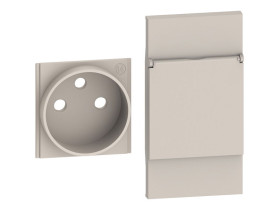 LIVING NOW Plakietka gniazda 2P+Z z klapką - 2 moduły - piaskowy beż KM55P LEGRAND