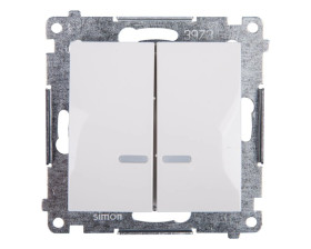 Simon 54 Łącznik bryzgoszczelny świecznikowy IP44 z podświetleniem, szybkozłącza, biały DW5BL.01/11