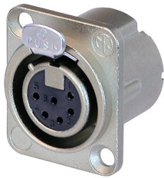XLR panel socket, 6 pole, silver-plated, 1.0 mm², AWG 18, zinc die casting, NC6FD-LX