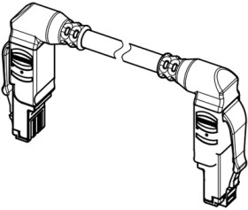 System cable, RJ45 plug, straight to RJ45 plug, angled, Cat 5, PVC, 1 m, green, 09470303024