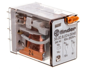 Przekaźnik miniaturowy 2P 10A 24V AC przycisk testujący mechaniczny wskaźnik zadziałania 55.32.8.024.0040