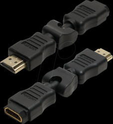AH0012 HDMI adapter, A/M to A/F, 270° rotatable, 4K/30 Hz, black