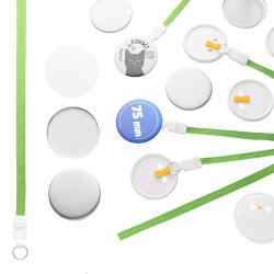 Przypinki 75mm ze smyczą zielone zestaw 50 sztuk