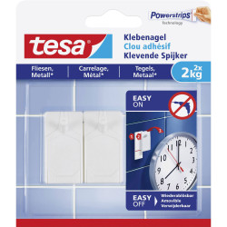 tesa 77762-00000-00 Self-adhesive Nail white 2pcs tool-free holds up to 2kg