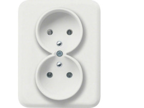 LUMINA Gniazdo podwójne z uziemieniem kompletne białe WL1220 HAGER