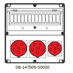 Rozdzielnica 2x5x32A 5x16A INA=32A IP54 SB-147505-S0020-54