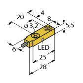 Turck Czujnik indukcyjny nie podtynkowy PNP, Zamykający NI3,5-Q5,5-AP6X