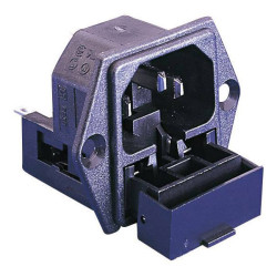 Bulgin PF0030/28 IEC Plug Vertical Mount 2&#x2B;PE 10A Flange Fuse Holder