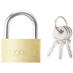 Sygonix SY-5045284 Padlock 39.8 mm keyed-different gold yellow key