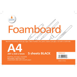 Cathedral Products FBBKA45 Foamboard Black 5mm A4 (210 x 297mm) 5pk