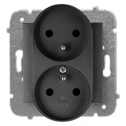 SANTRA gniazdo 2x2P+Z modułowe bez ramki podtynkowe czarny 4143-19