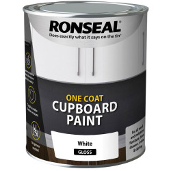 Ronseal 37498 One Coat Cupboard Paint White Gloss 750ml