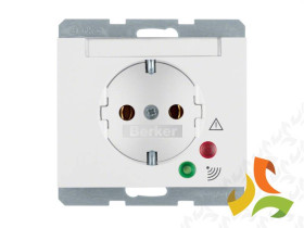 BERKER K.1 Gniazdo z uziemieniem schuko z ochroną przepięciową i polem opisowym biały połysk 41527109 HAGER
