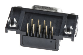 Złącze D-Sub 9-pinowe Żeński Kąt Proste Przewlekany raster 2.77mm Złoto