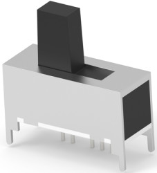 Slide switch, on-on-on-on, 1 pole, straight, 300 mA/125 VAC, 3-1437580-7