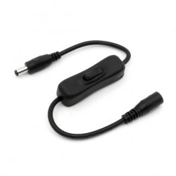 Przewód zasilający DC 5,5x2,1mm z przełącznikiem, 30cm, czarny