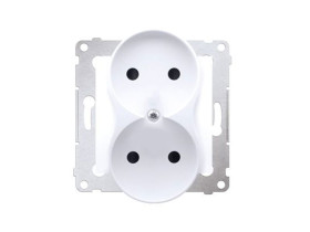 SIMON 54 Gniazdo podwójne bez uziemienia z przesłonami do ramek NATURE zaciski śrubowe białe DG2MZN.01/11 KONTAKT SIMON