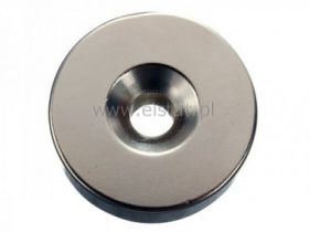 Magnes neodymowy okrągły 25x5mm + otwor 7,5/4,5mm
