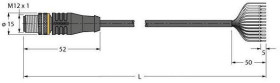 Turck 6626911 Kabel połączeniowy czujnika/aktuatora RSS12T-2/TEL, piny: 12, 2 m, 1 szt.